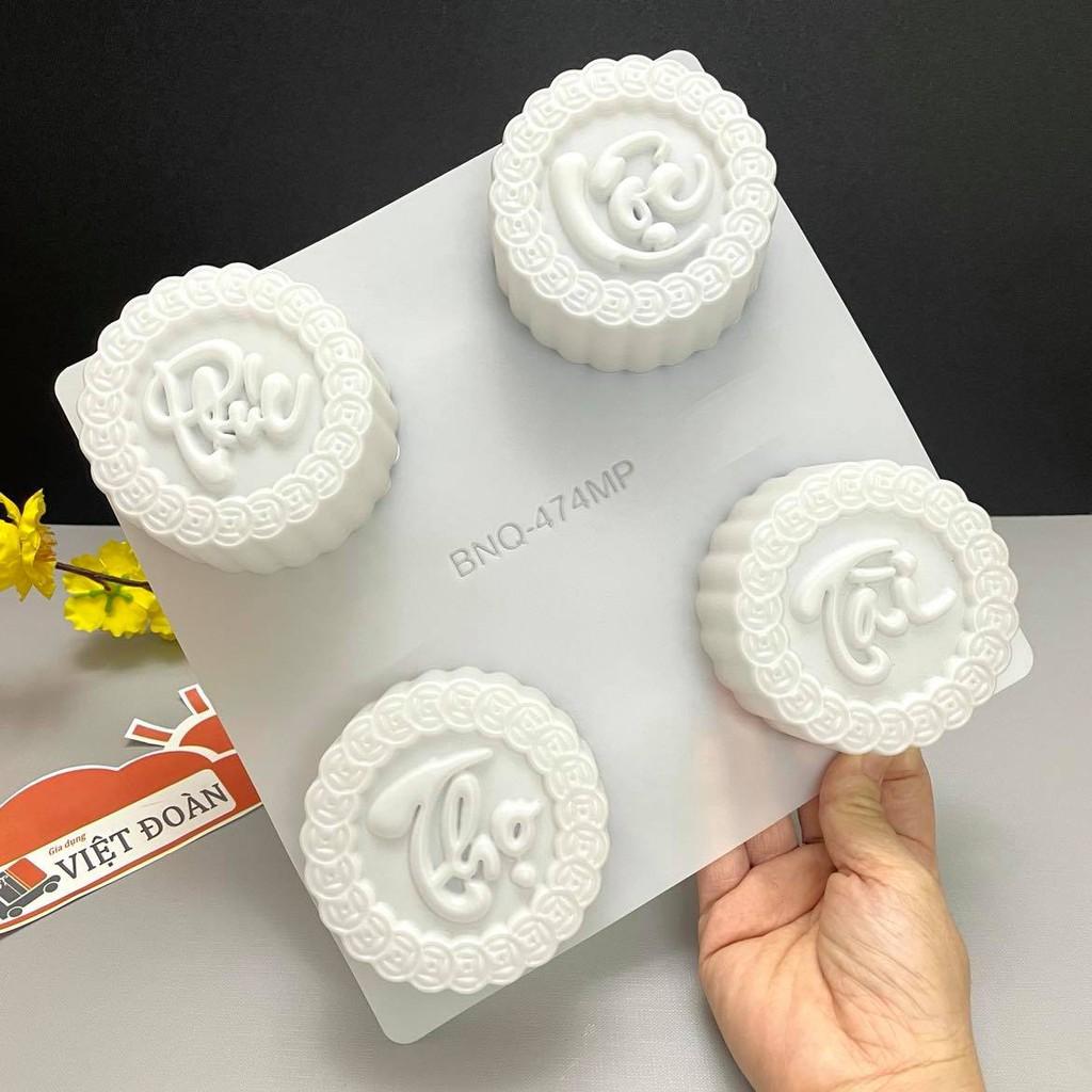Khuôn Nhấn Xôi, Khuôn Xôi, Khuôn Rau Câu Hình PHÚC LỘC THỌ TÀI (COMBO 4 KHUÔN- mỗi khuôn 9 cm - Khuôn Nhựa Dày , Sắc Nét