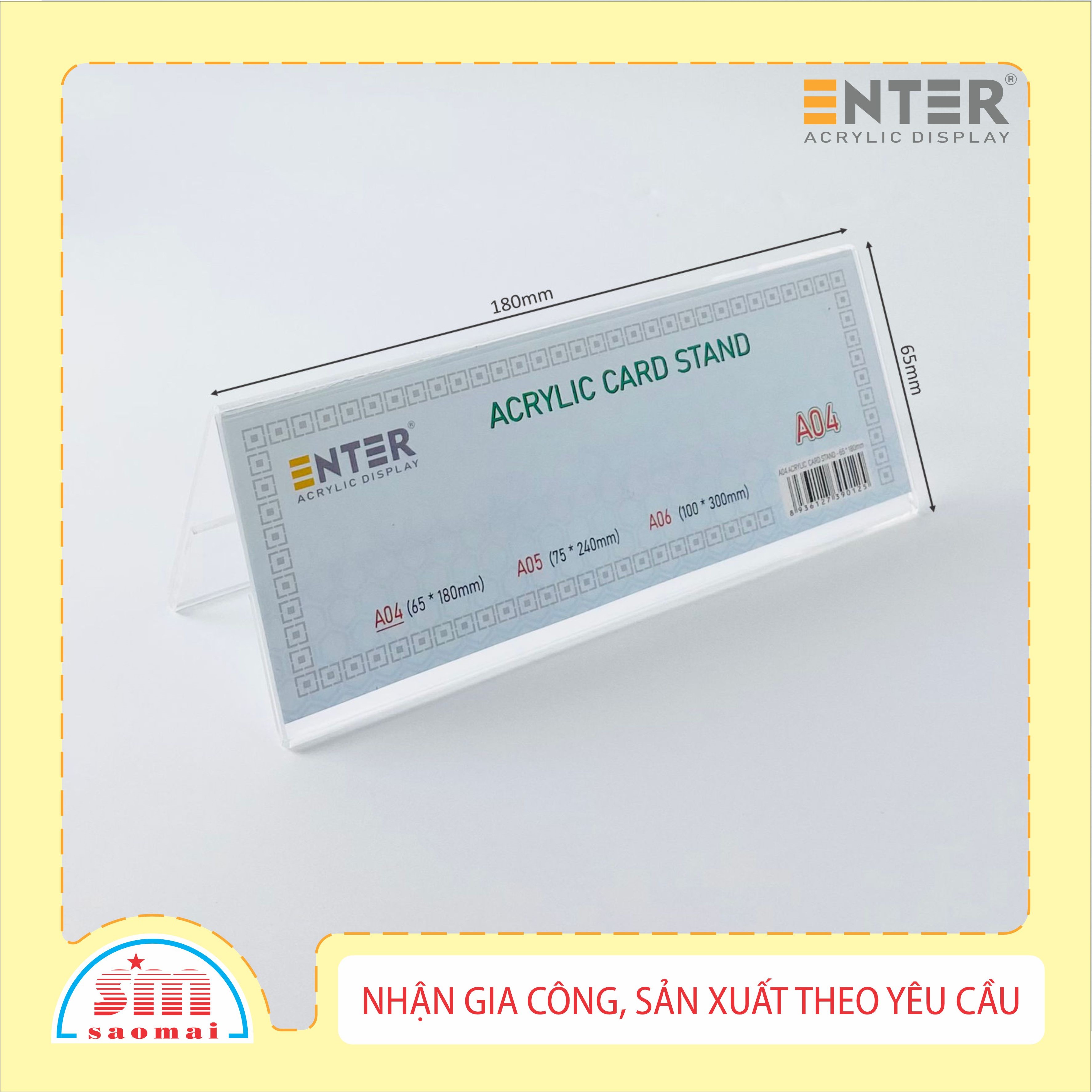 Kệ mica chức vụ 2 mặt Enter A04 180x65mm nhỏ