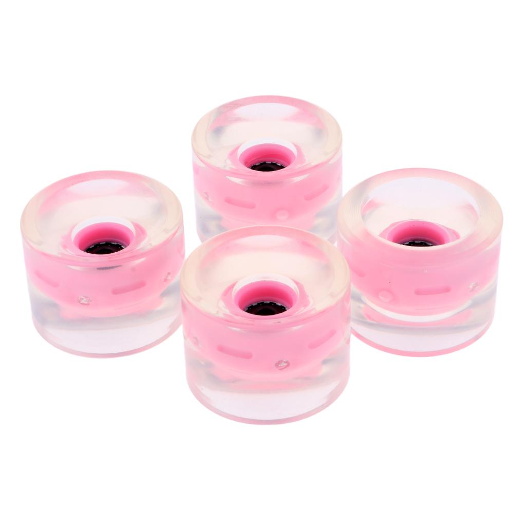 2x4pcs 70mm Light Up Skateboard Longboard Wheels Glow at Night 78A Pink