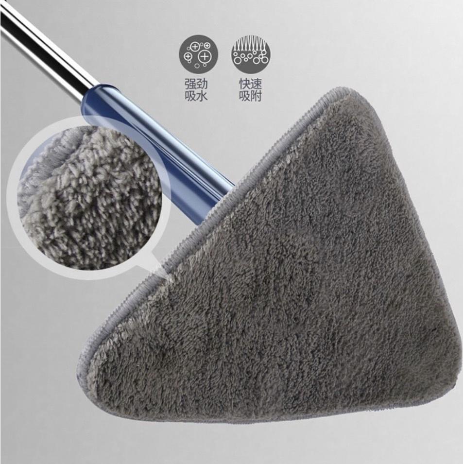 Cây Lau Nhà Tam Giác - Cây Lau Kính Lau Trần Xoay 360 Độ Đa Năng Tiện Dụng Tự Vắt - Tặng Kèm Miếng Lau Thay Thế