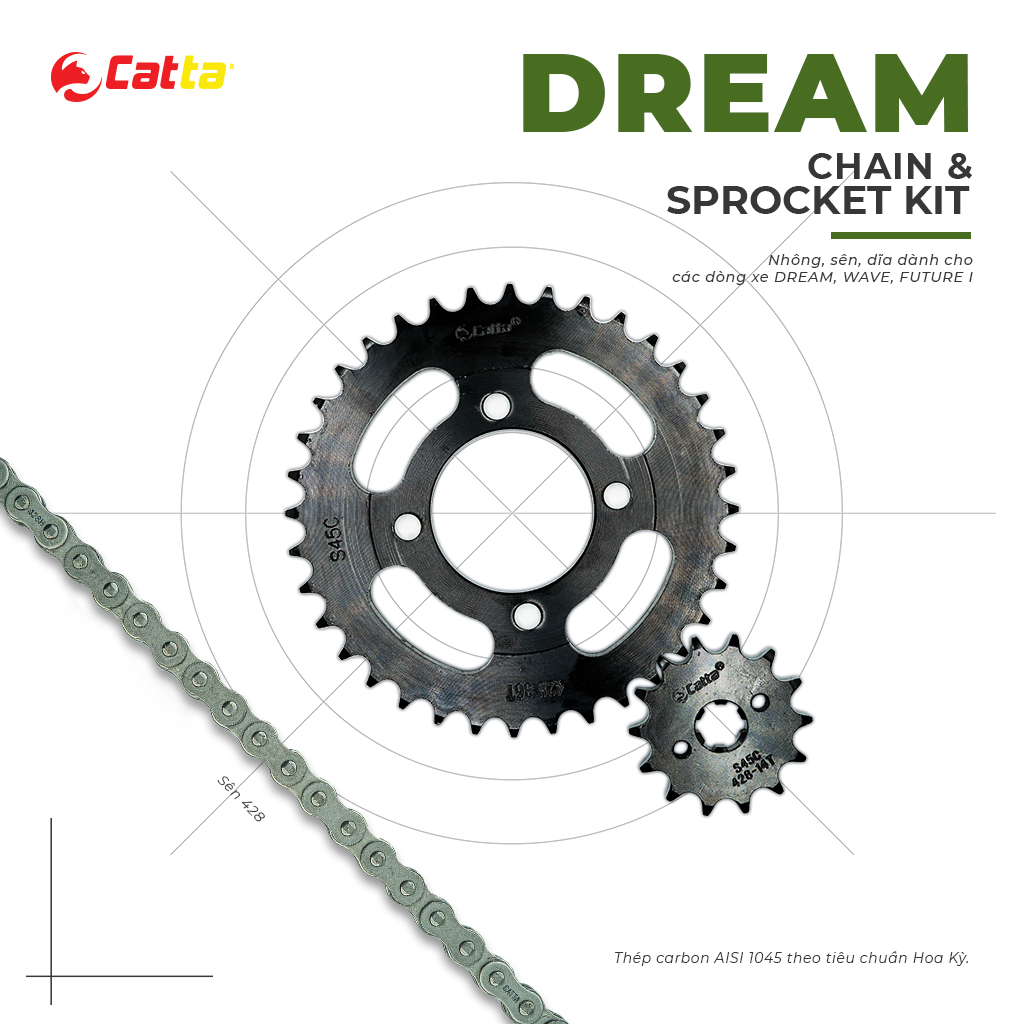 Nhông Sên Dĩa Dream, Dream Thái, Dream Việt, Dream Nhật – Nhông Xích Dream, NSD Dream CATTA 9 Ly, 10 Ly