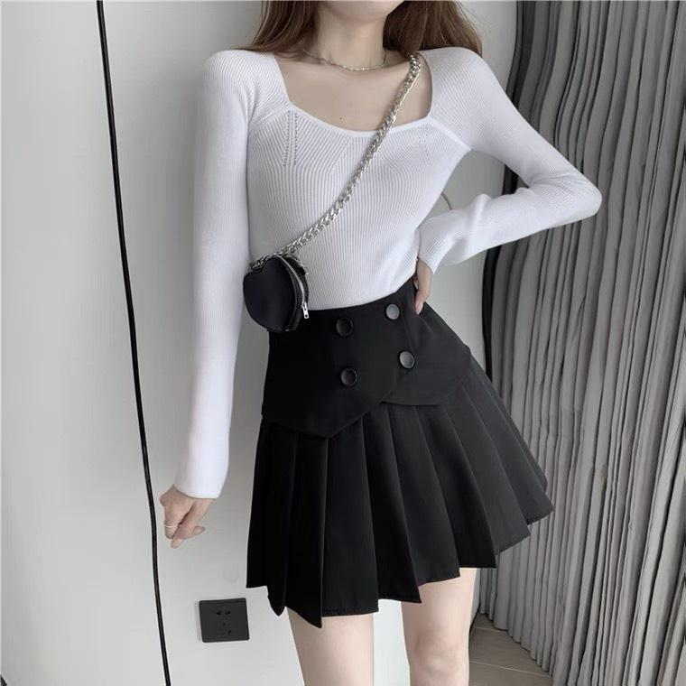 Chân váy xếp ly 4 khuy thời trang 5334