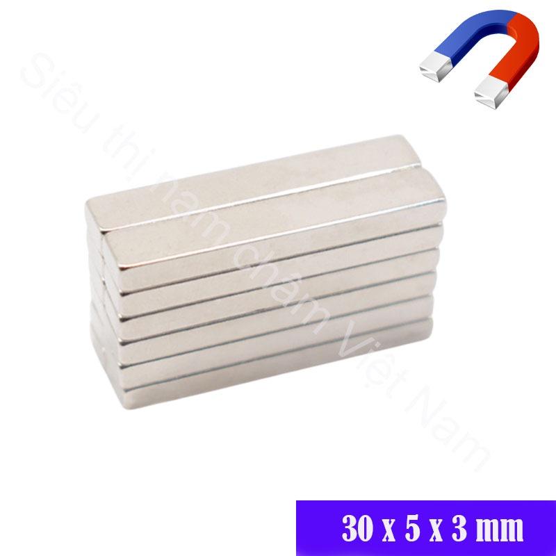 Nam châm vĩnh cửu kích thước 30x5x3mm set 10 viên, nam châm siêu hít