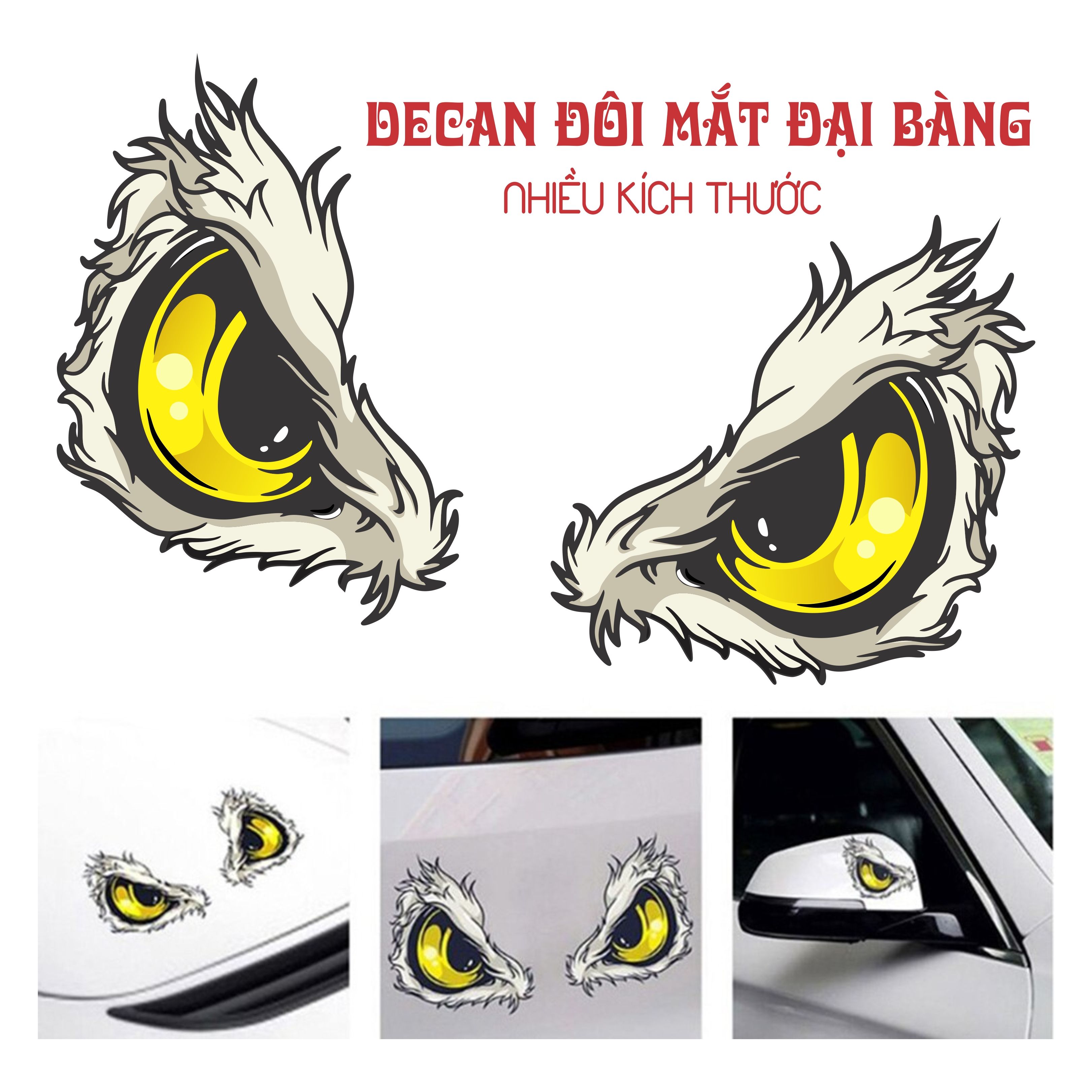 Decan tem đôi mắt đại bàng 3d trang trí xe tải, xe ô tô, xe máy chịu được nắng mưa