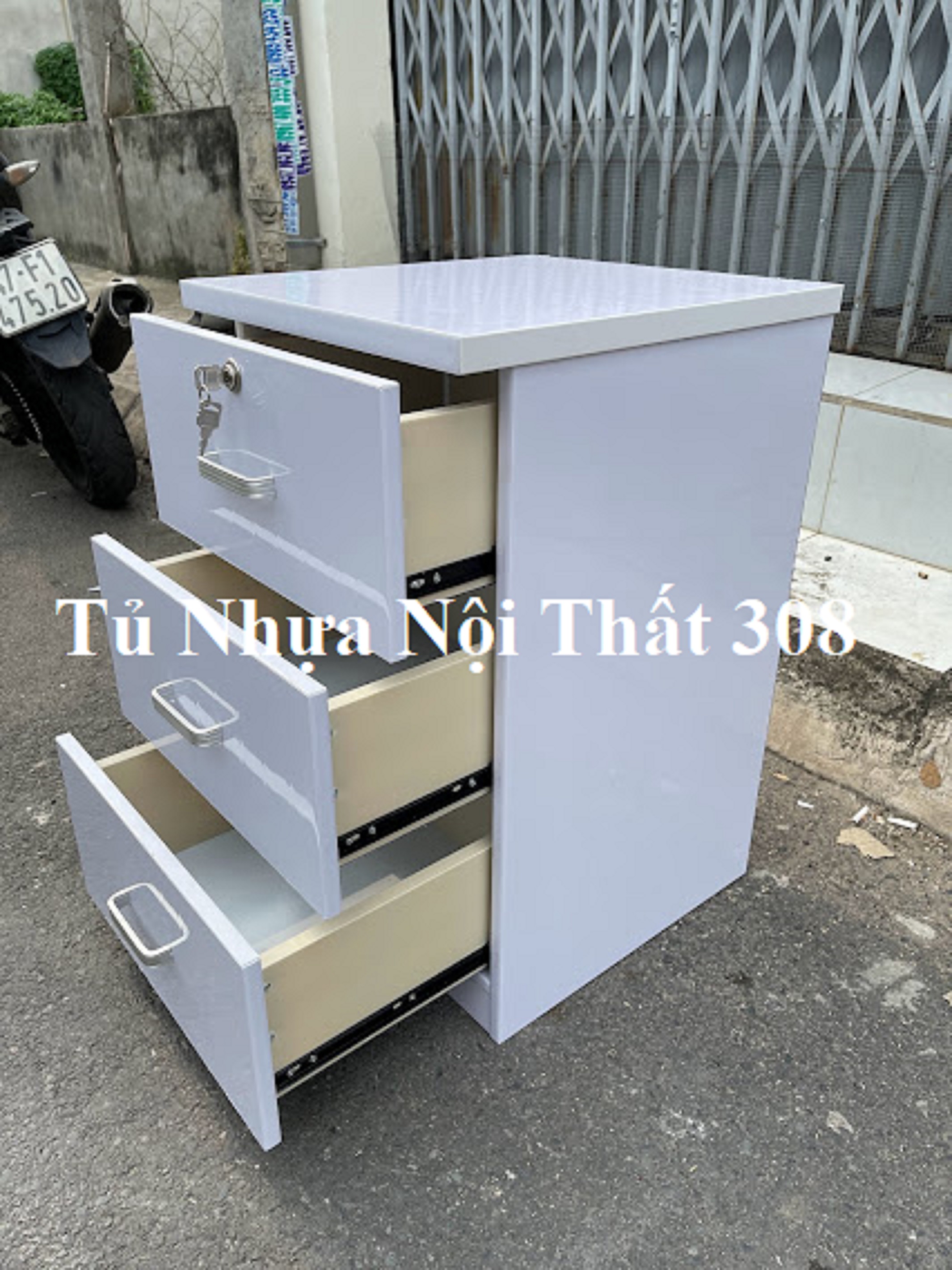 Tủ, Kệ Đầu Giường Nhựa Đài Loan Cao 68cm Ngang 42cm Sâu 42cm Màu Trắng K185