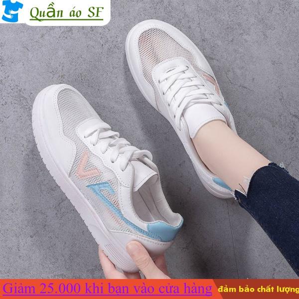 【Quần áo SF】White Shoes Women's Shoes New All-Matching Hollow Breathable Mesh Canvas Sports Board Shoes Mesh Surface Shoes Thin oAPo