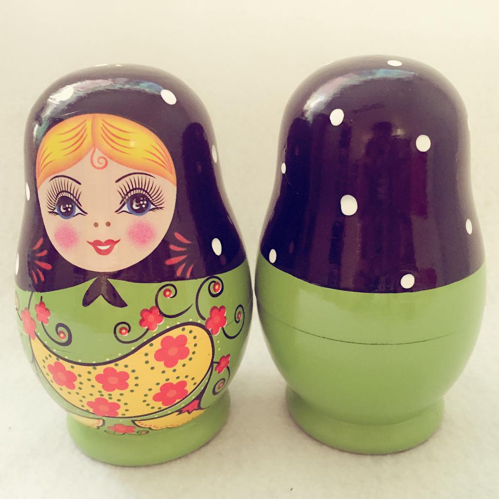2 Set Wooden Russian Nesting Dolls Kits Matryoshka For Doll Kids Xmas Gifts