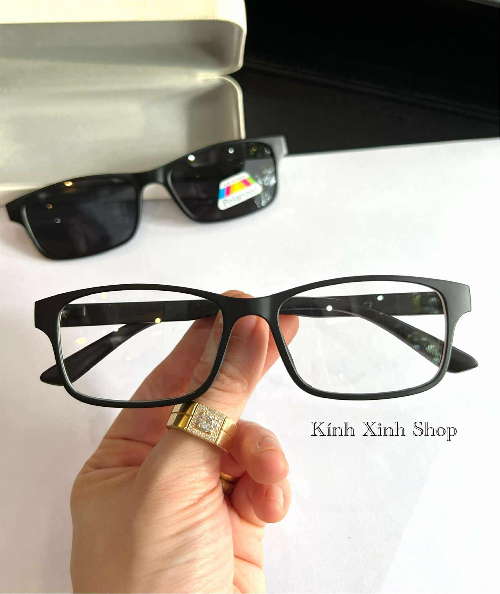 Kính Râm Cận, Gọng Kính Cận, Kính 2 Tròng Đa Năng 2in1 Mắt Vuông Nhỏ Gọng Nhựa