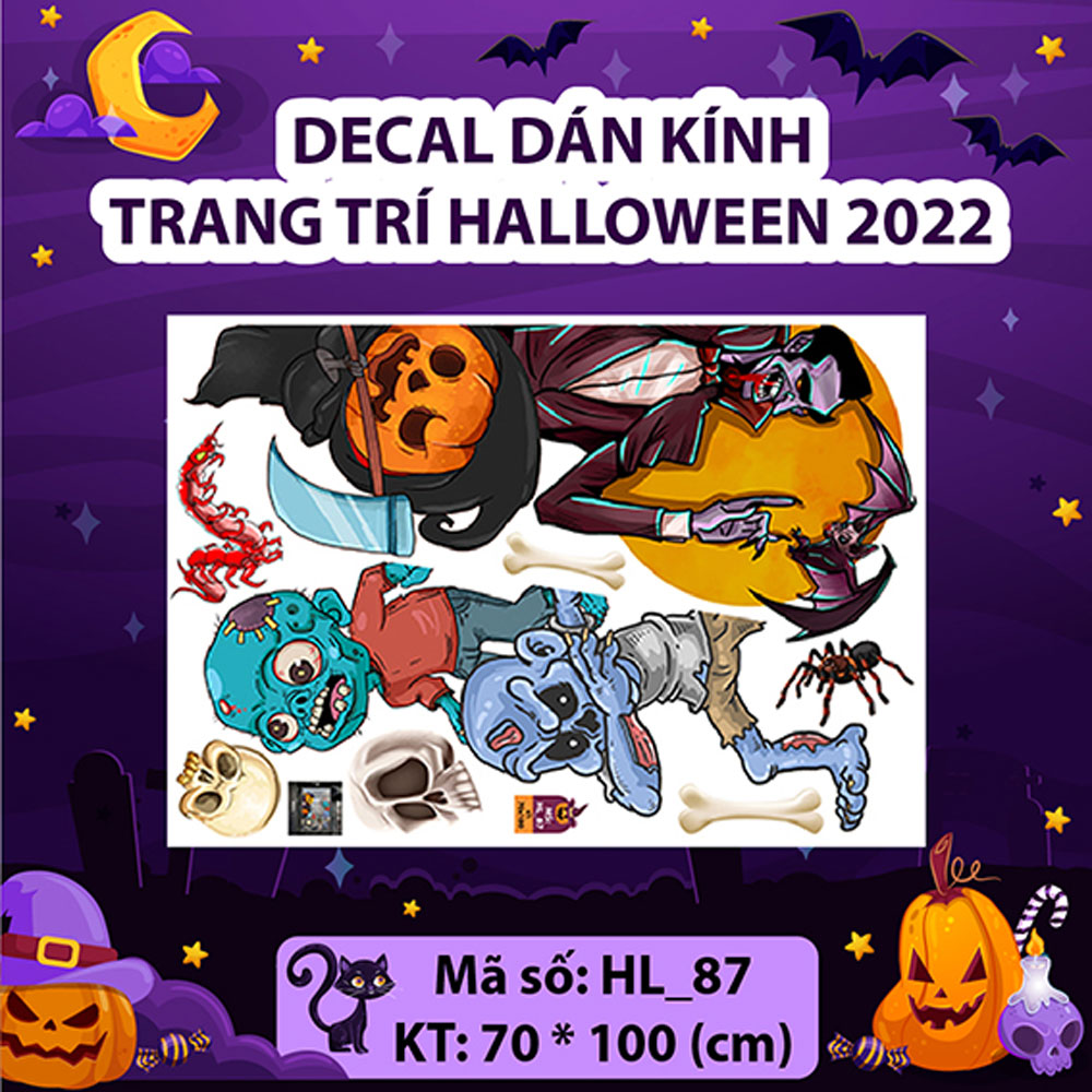 [2.5m x 3m] Decal trang trí Halloween - Bầy ma HLC107