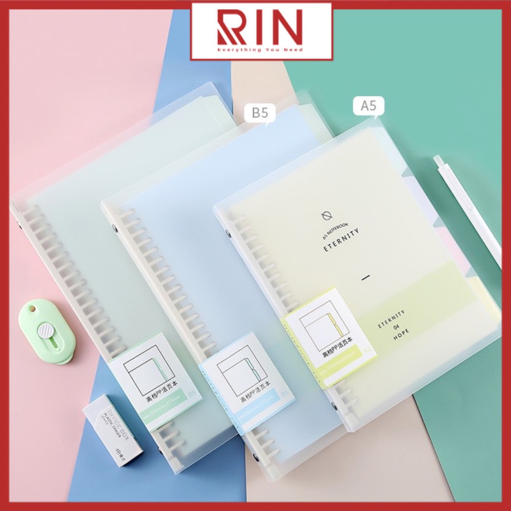 Sổ Tay Ghi Chép Gáy còng nhựa / Binder Gáy Lò Xo ghi chép 60 Trang - Màu Pastel - Có kèm giấy