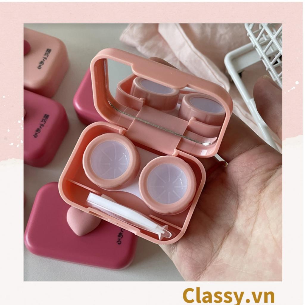 Hộp đựng kính áp tròng Classy , đựng lens màu đỏ, có gương soi PK1172