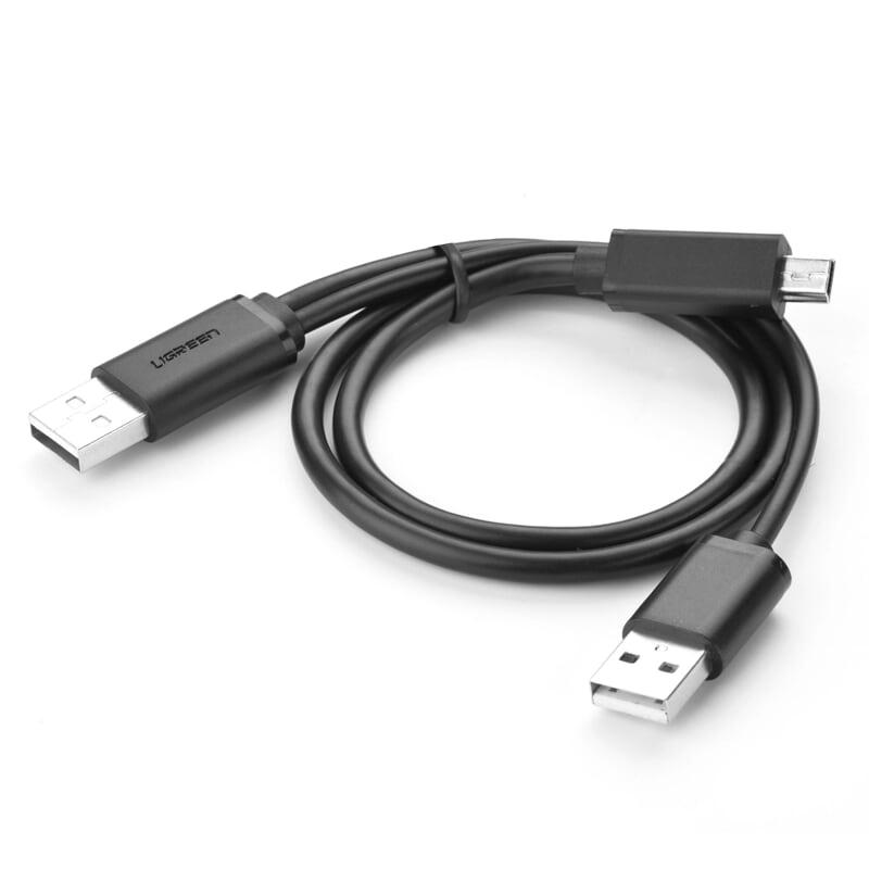 Ugreen UG10347US107TK 1M màu Đen Cáp sạc truyền dữ liệu USB 2.0 sang MICRO USB có trợ nguồn USB - HÀNG CHÍNH HÃNG