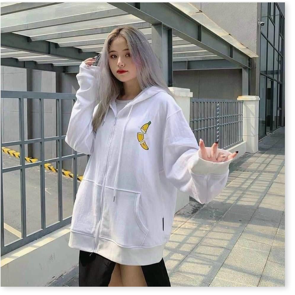 Áo hoodies dây kéo NỮ SIÊU XINH , CUTE HÌNH CHUỐI KHANH AN FASHION