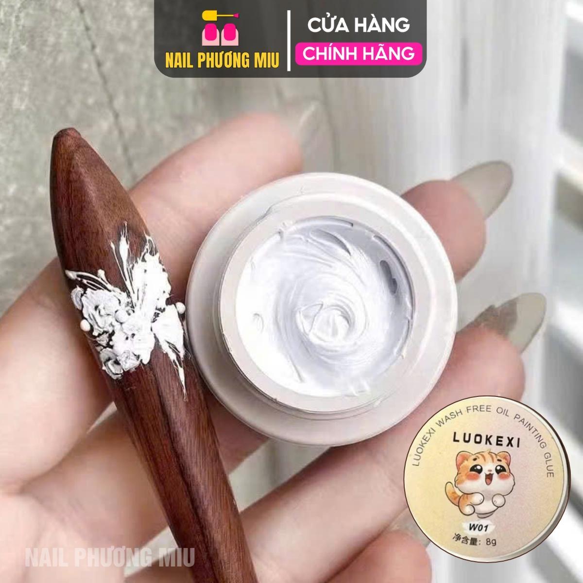 Gel Thạch Cao Lỳ Mịn Cún Con LUOKEXI W01 8g Chuyên Vẽ Nặn Đắp Hoa, Bướm Nổi 3D Làm Nail, Gel Siêu Mịn Hơ Đèn Khô Ngay