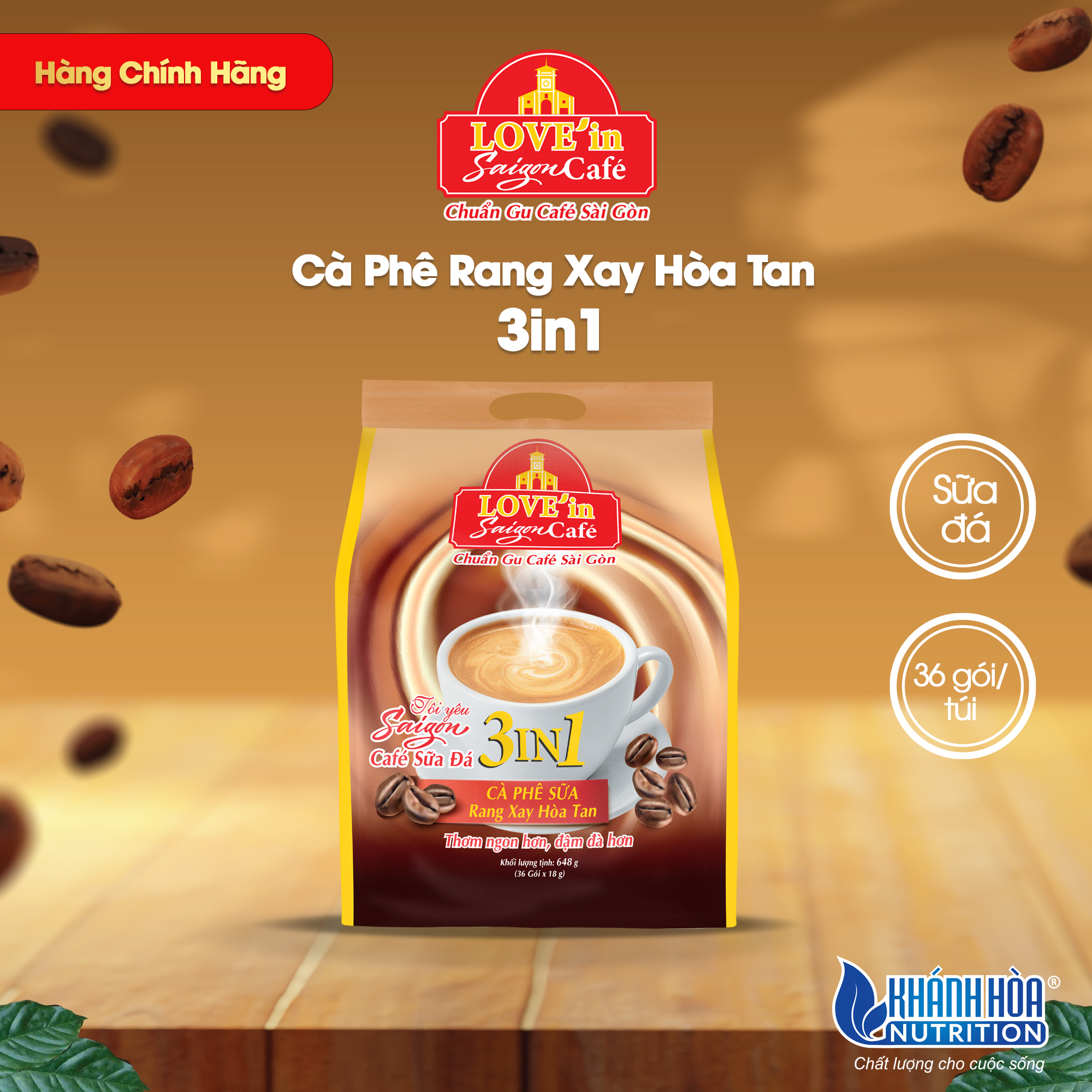 Cafe Sữa Rang Xay Hòa Tan 3IN1 LOVE’IN SAIGON CAFE - Khánh Hòa NutriFoods Thơm Ngon Hơn, Đậm Đà Hơn