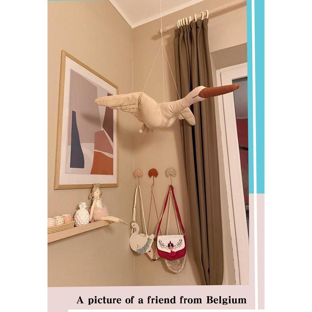 Linen Swan Plush Toy Nursery Room Decor Ceiling Kids Bedroom Ornament White