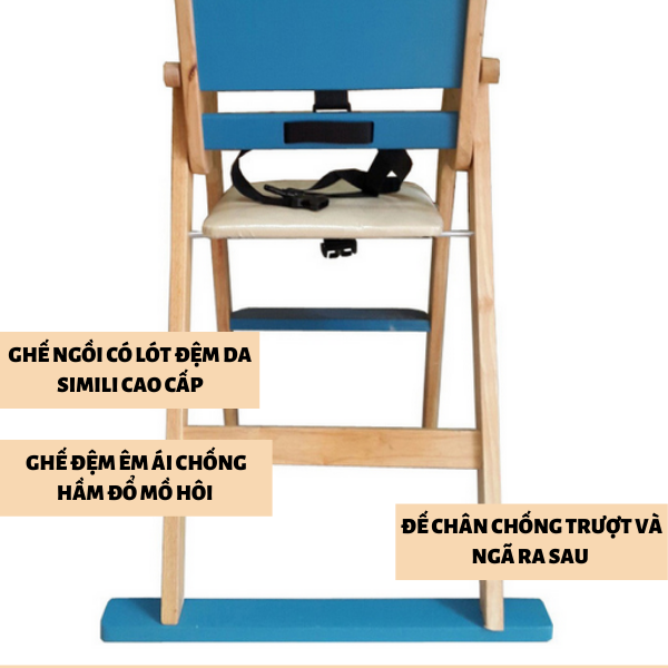 GHẾ ĂN DẶM CHO BÉ-GHẾ XẾP GẤP GỌN-GHẾ BẰNG GỖ CAO SU TỰ NHIÊN AN TOÀN VÀ CHẮC CHẮN CHO BÉ
