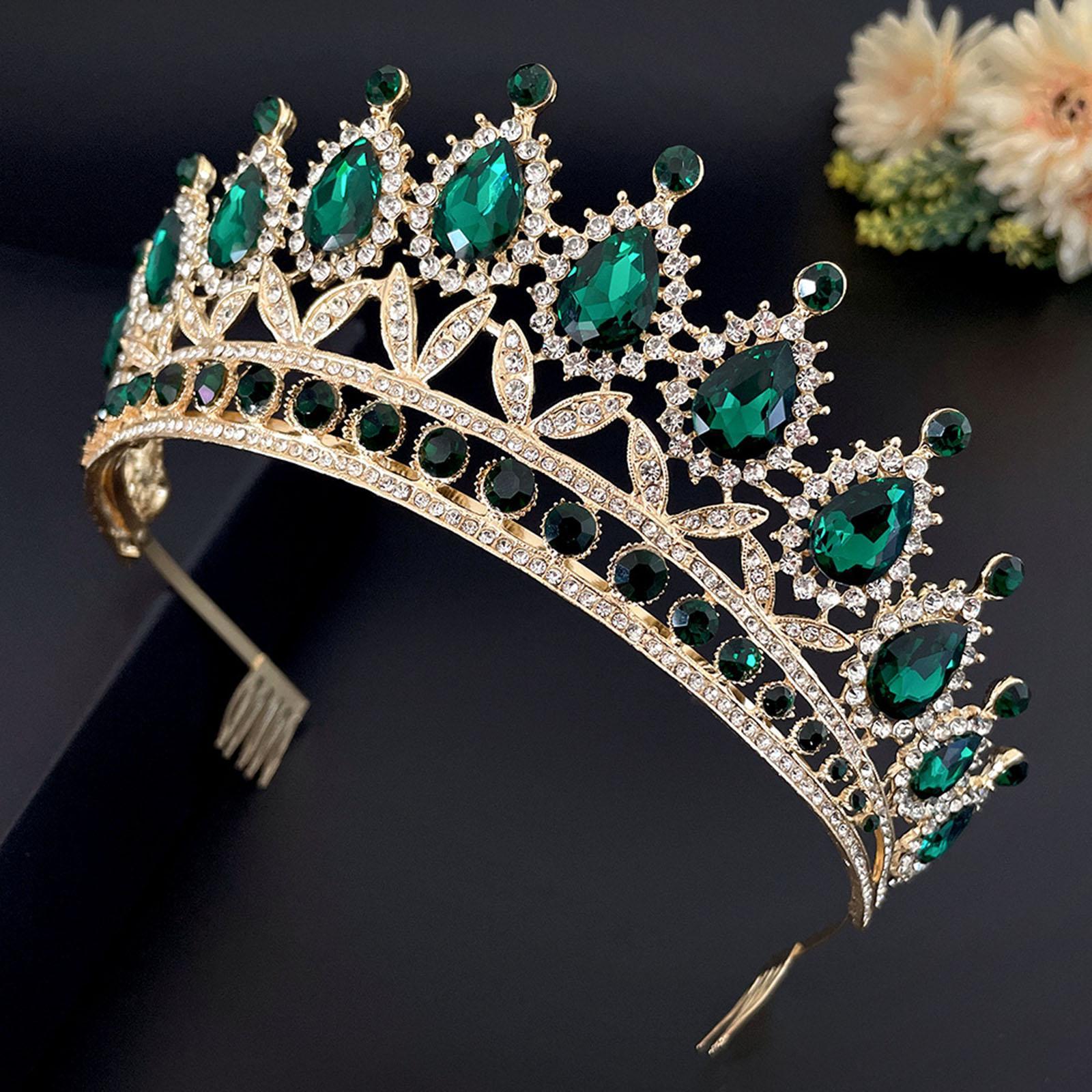 Tiara Crown with Comb Baroque Gifts Gorgeous Tiara Crown for Party Birthday
