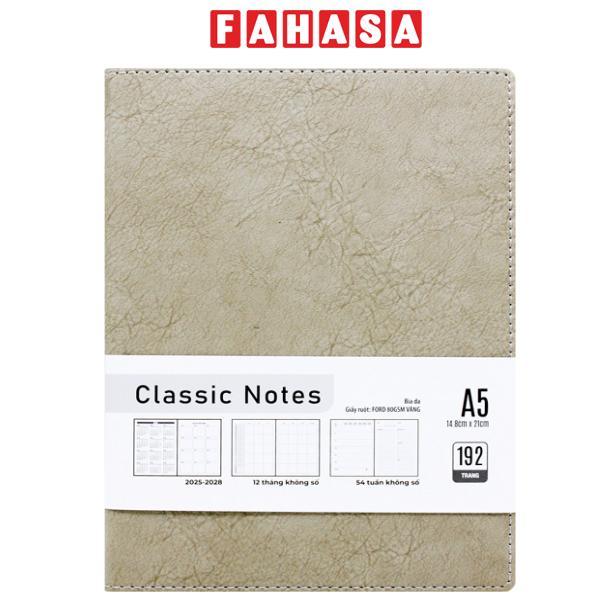 Sổ Bìa Da Cứng Doanh Nhân A5 - 192 Trang 80gsm - The Sun - Màu Xám