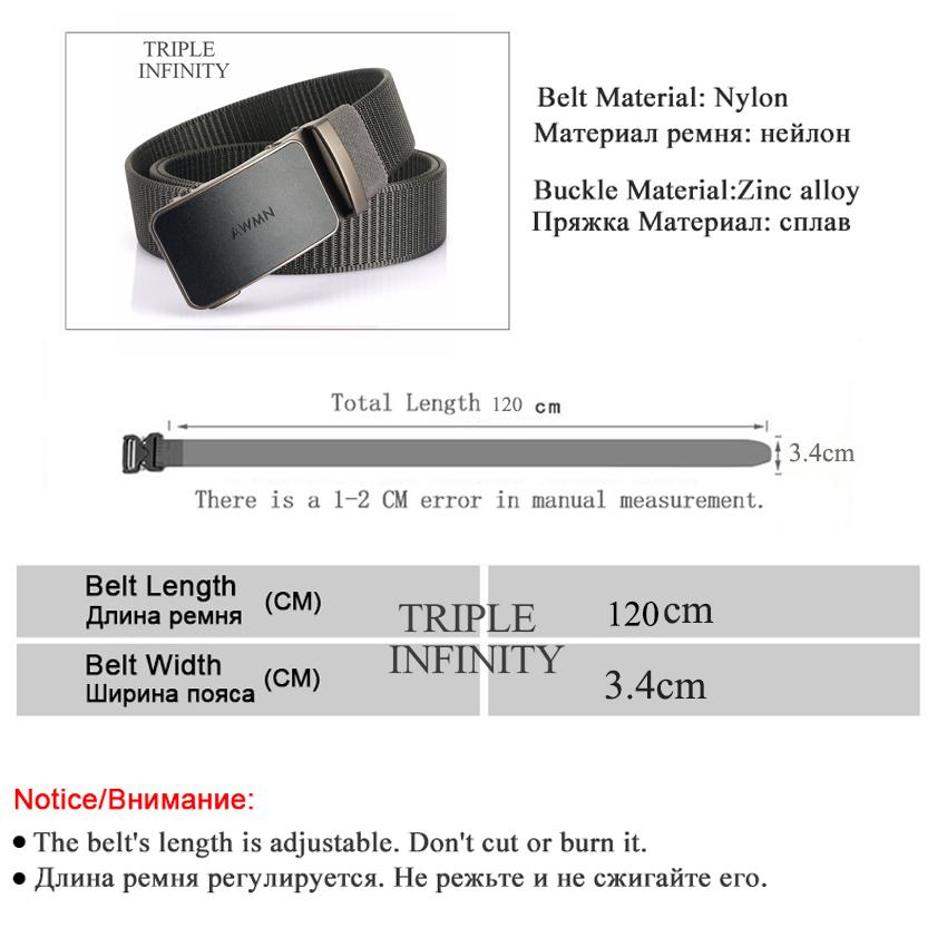 Thời Trang Nylon Thắt Lưng Nam 3.4Cm Chiều Rộng Kim Loại Khóa Tự Động Thể Thao Ngoài Trời Đa Chức Năng Chiến Thuật Thiết Kế Dây Lưng Nam Da Bò