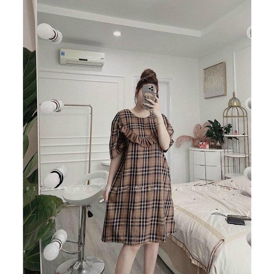 Váy bầu đầm bầu Cotton mát mềm mịn pha chân von thiết kế sang chảnh️free size 43-68kg