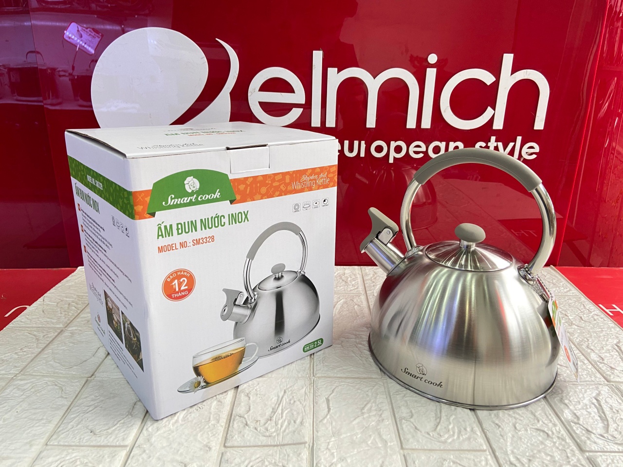 Ấm Elmich Smartcook inox 304 đun bếp từ 3328 ấm đun nước có còi