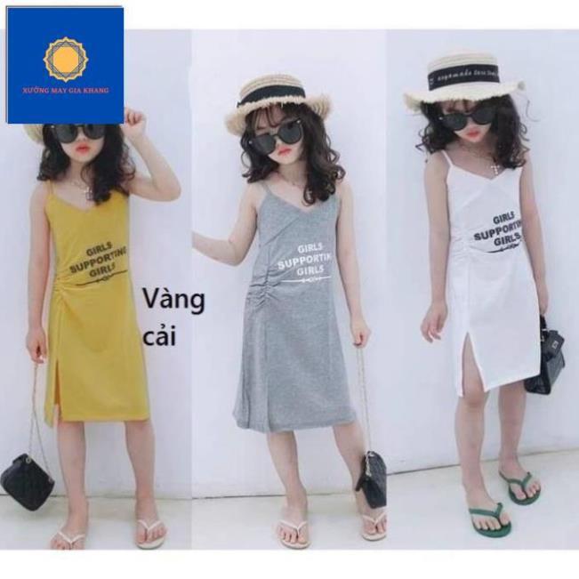 Váy bé gái 7kg-40kg, kiểu dây tăng-đơ, may nhúng hông, chẻ tà - Xưởng may - Gia Khang