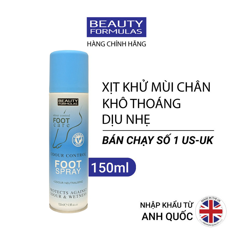 Xịt khử mùi chân Beauty Formulas dạng chai 150ml