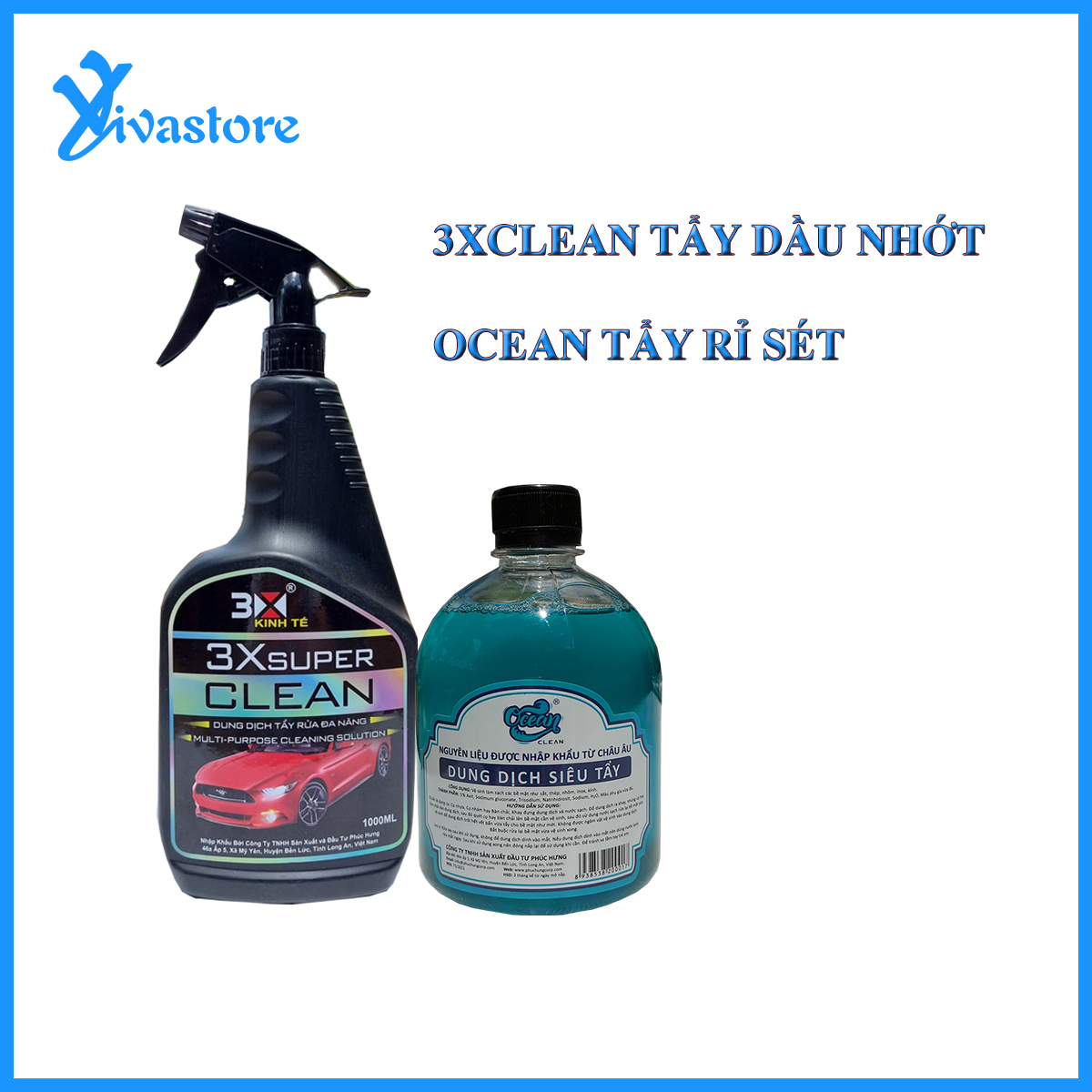 Dung Dịch Tẩy Rửa Ô Tô Xe Máy Đa Năng Ocean + 3x Super clean ,tẩy nhanh các vết dầu nhớt, vết rỉ sét