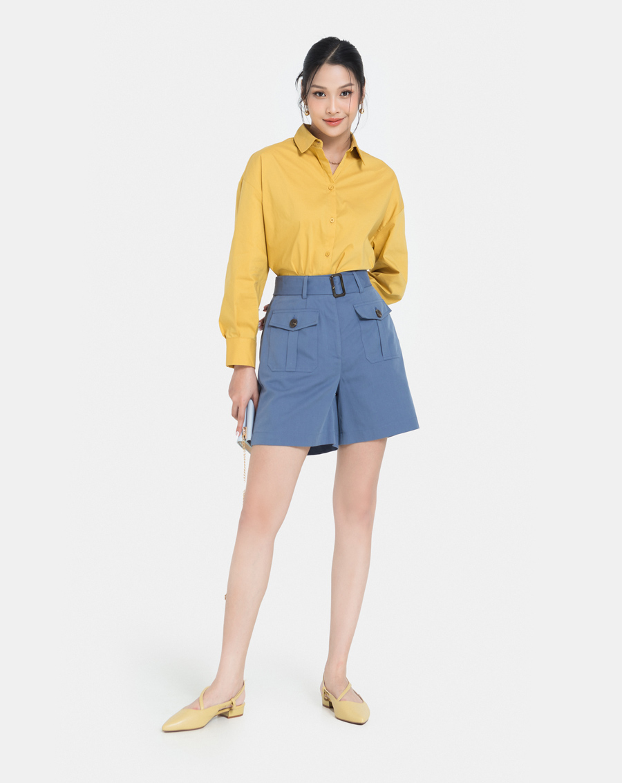 Áo Sơ Mi Nữ Thời Trang JUNO Oversize Thân Sau Cutout JNASM005