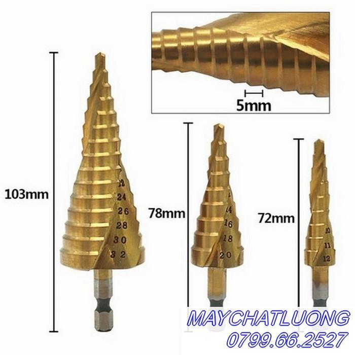 BỘ 3 MŨI KHOAN THÁP THẲNG ,XOẮN CỠ LƠN HSS