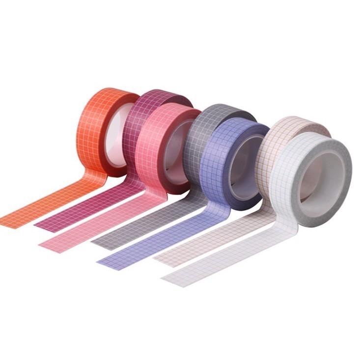 Cuộn Washi Tape Grid Màu - Băng Dính kẻ ô dài 10 mét