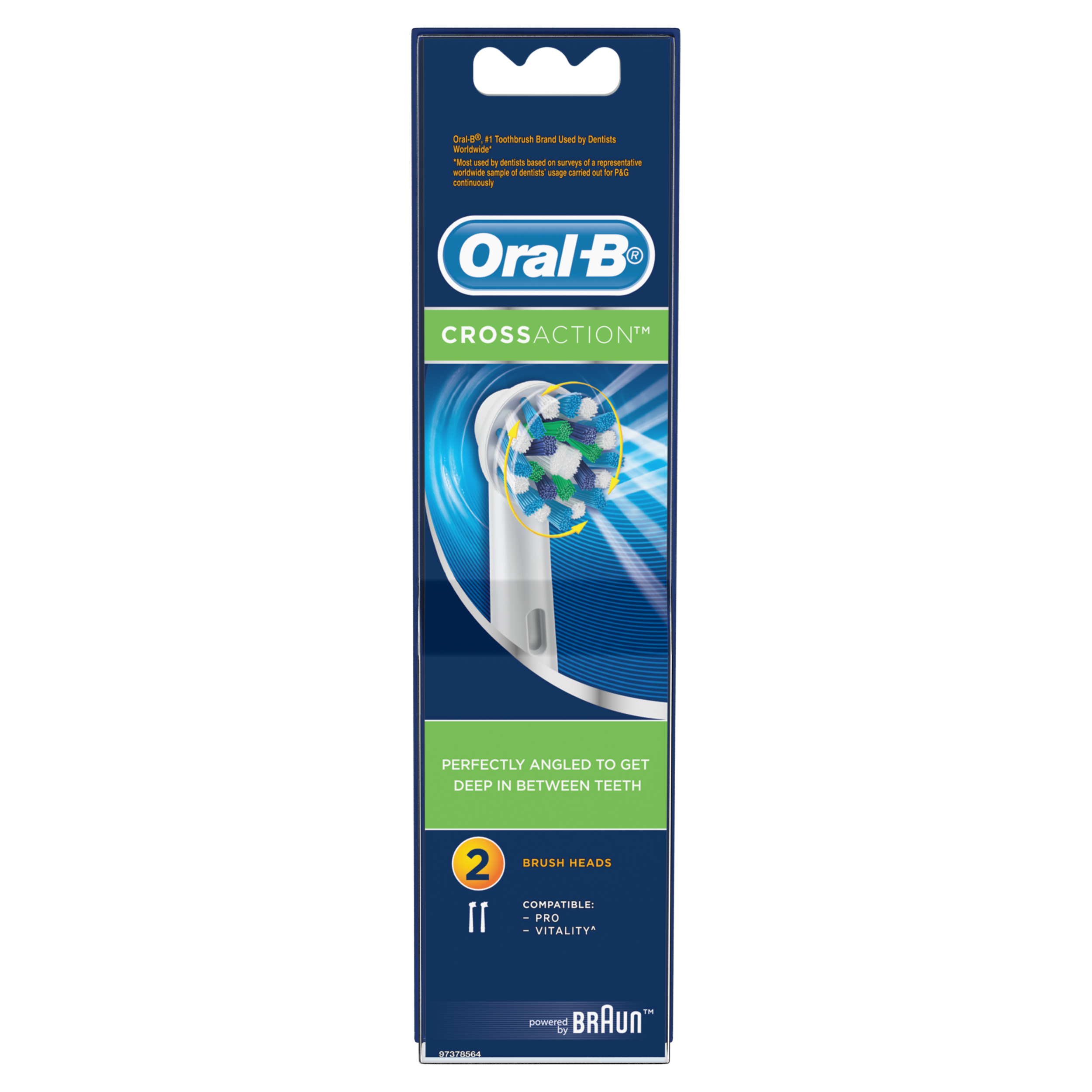 Combo Đầu Bàn Chải Điện ORAL-B Vitality Cross Action Làm Sạch Từng Kẽ Răng Hộp 2 Cái x2