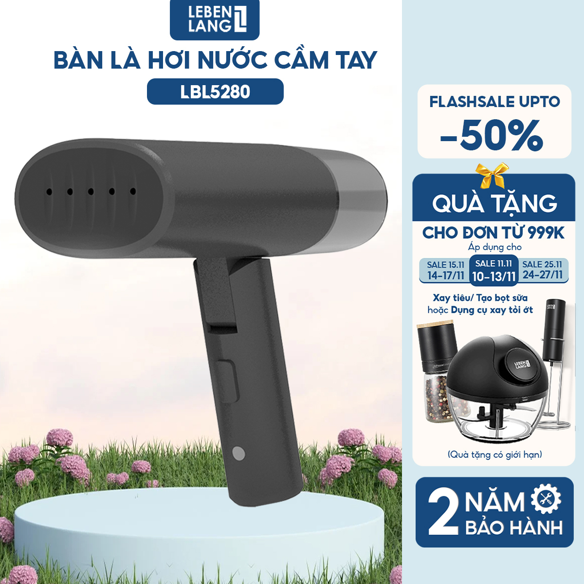 Bàn ủi hơi nước cầm tay Lebenlang LBL5280, thiết kế gấp gọn, công suất 900W, tặng kèm túi đựng, bảo hành 2 năm – hàng chính hãng