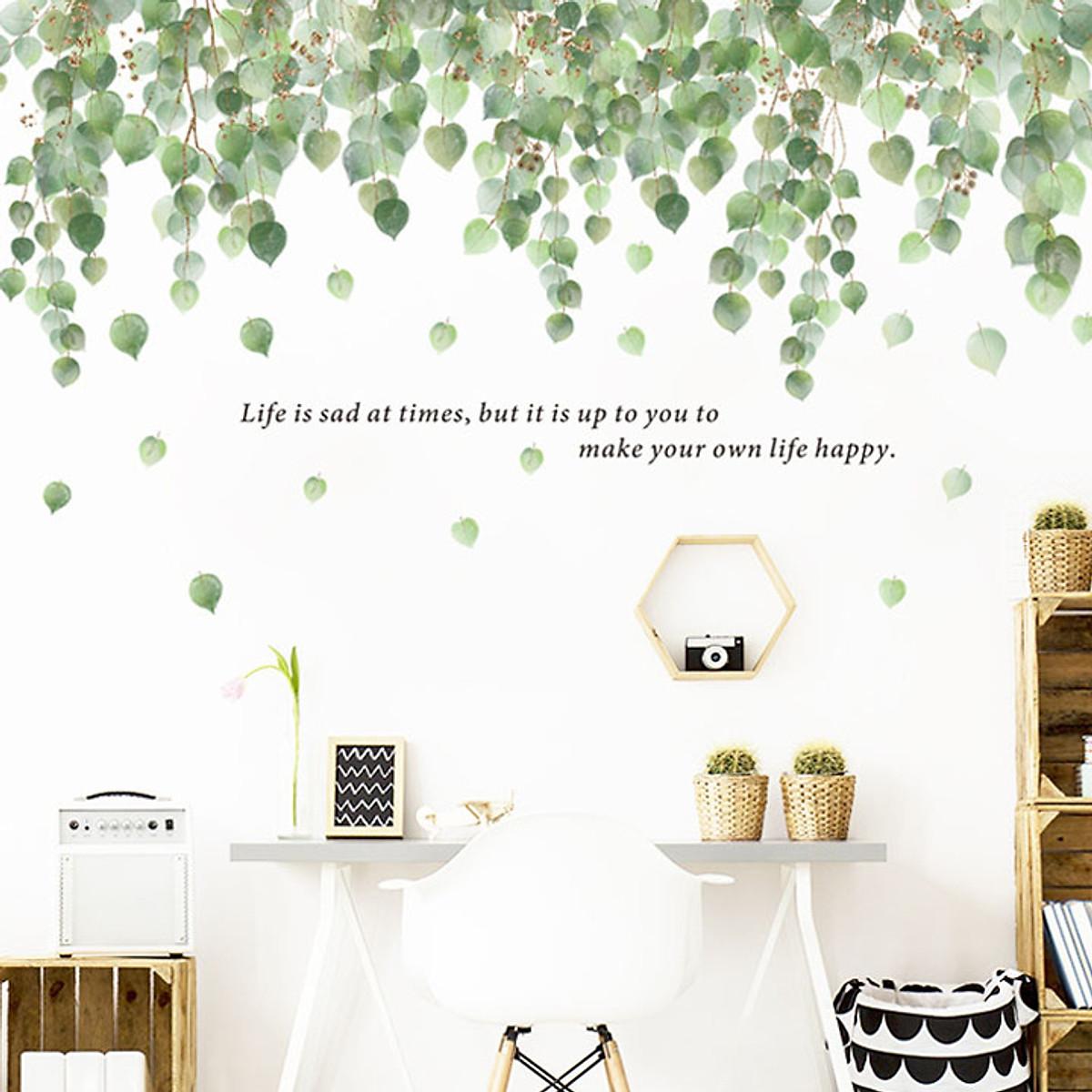 DECAL DÁN TƯỜNG TÁN LÁ XANH LIFE HAPPY - HP424
