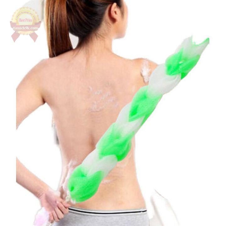 Bông tắm lưới dài có dây cầm tạo bọt chà kỳ cọ lưng massage làn da nhẹ nhàng