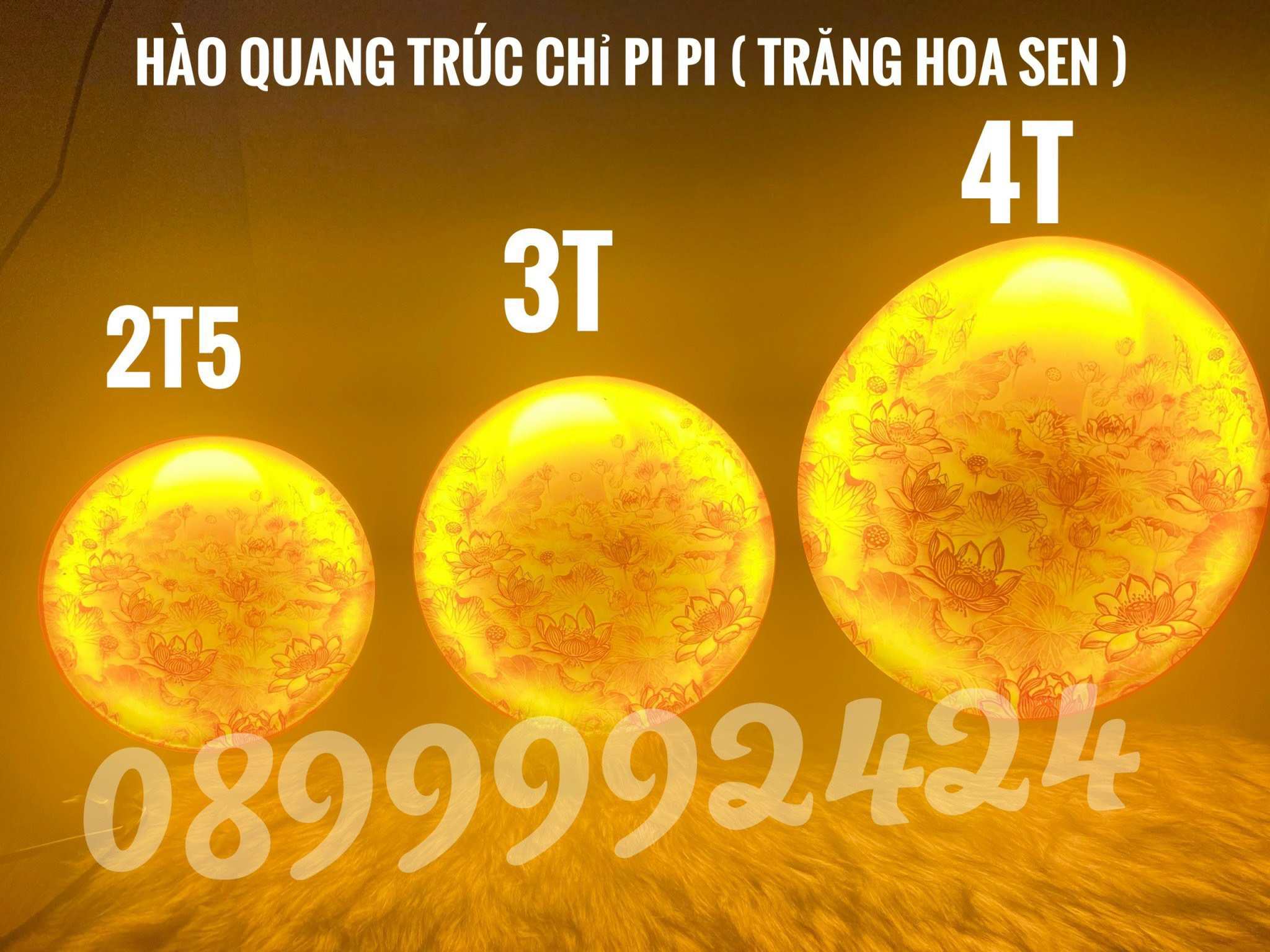 ĐÈN THỜ LED HÀO QUANG TRÚC CHỈ PIPI, TRANH TRÚC CHỈ NỀN VÀNG CÓ DIMMER ĐIỀU CHỈNH ÁNH SÁNG HÌNH HOA SEN 25CM, 30 CM , 40CM