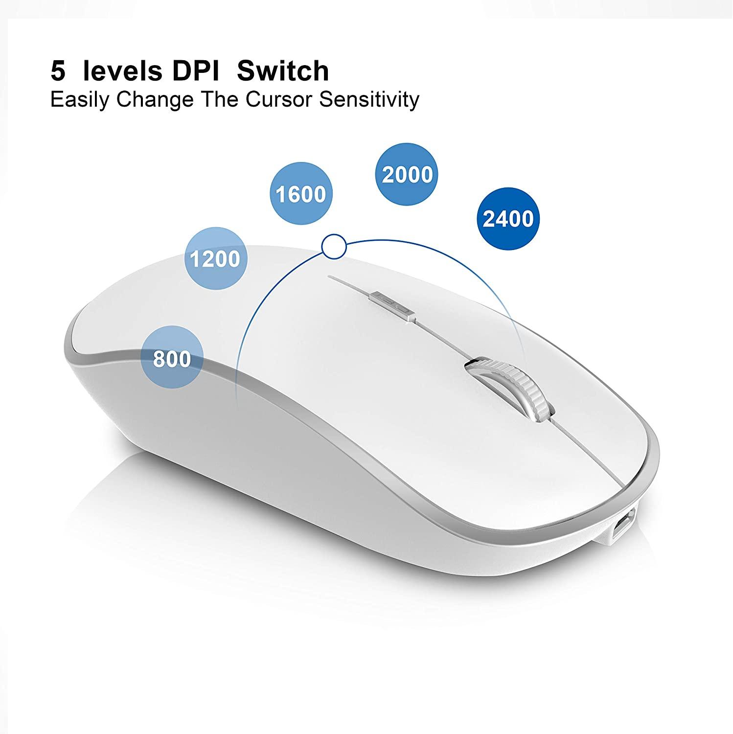 Chuột Không Dây, Cực Sạc Chuột Không Dây Với Bộ Thu USB, 3 DPI Có Thể Điều Chỉnh Dành Cho Máy Tính Xách Tay Máy Tính Chromebook, Hồng-Xanh Dương