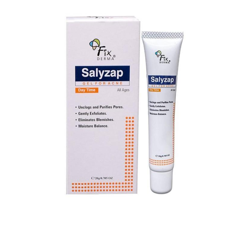 Fixderma Gel Làm Giảm Mụn Fixderma Salyzap Gel For Acne (ban ngày) (20g): giảm mụn, tẩy tế bào chết, dưỡng ẩm và dịu da