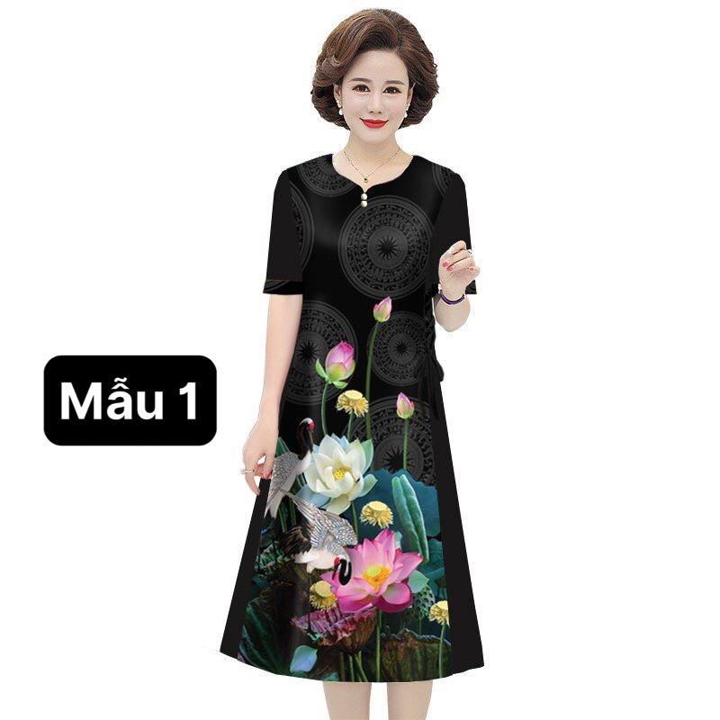 ️Đầm Trung Niên️ Mẫu đầm suông in họa tiết hoa cho mẹ đi tiệc, đầm trung niên U50-60-70 Có size lớn