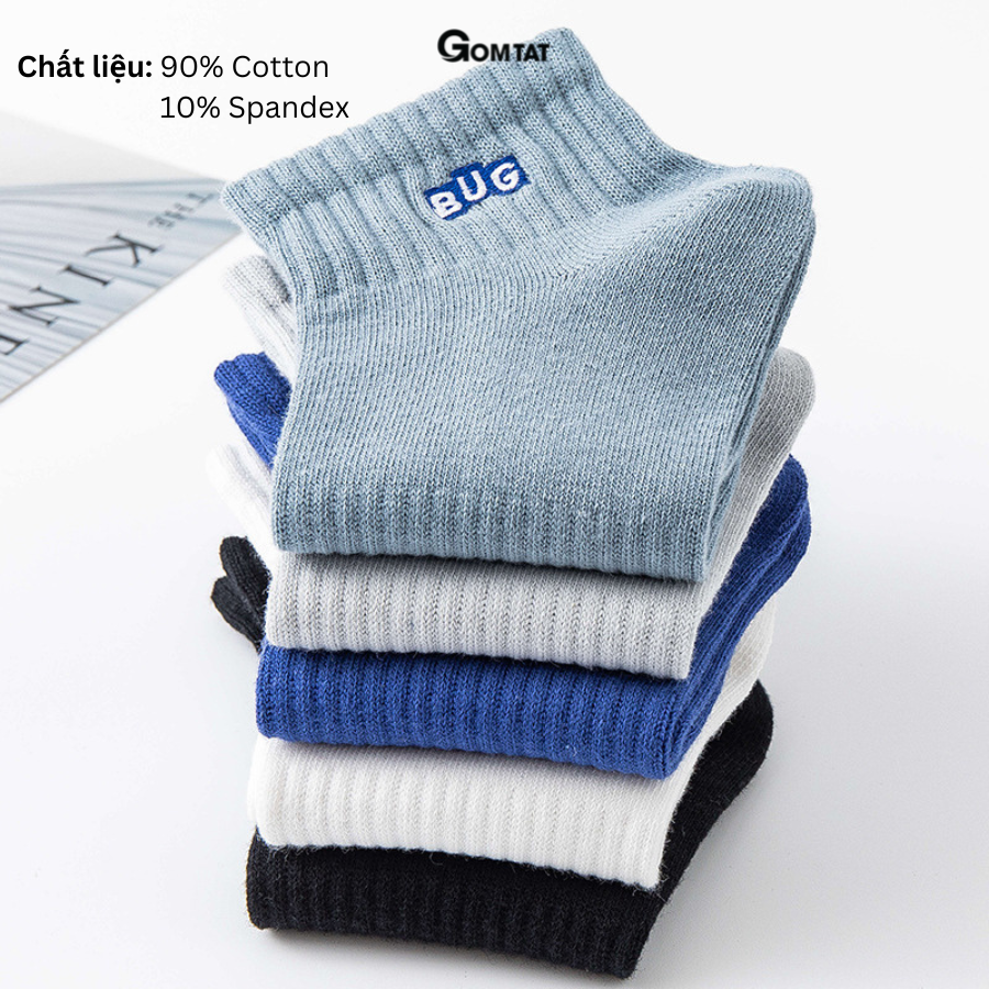 Set 5 đôi Tất nam cổ ngắn chất liệu cotton cao cấp, vớ cổ thấp nam mềm mại thoáng mát 5 đôi sử dụng cả tuần - CNCC-BUG