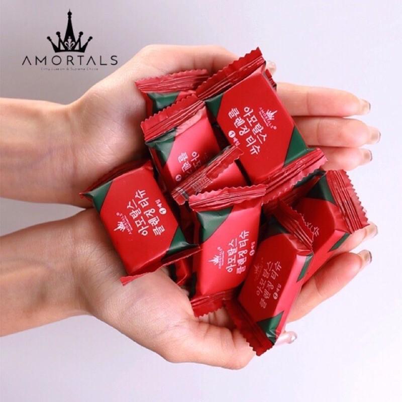 GÓI 20 VIÊN KHĂN GIẤY NÉN HÀN QUỐC DẠNG VIÊN KẸO GÓI ĐỎ