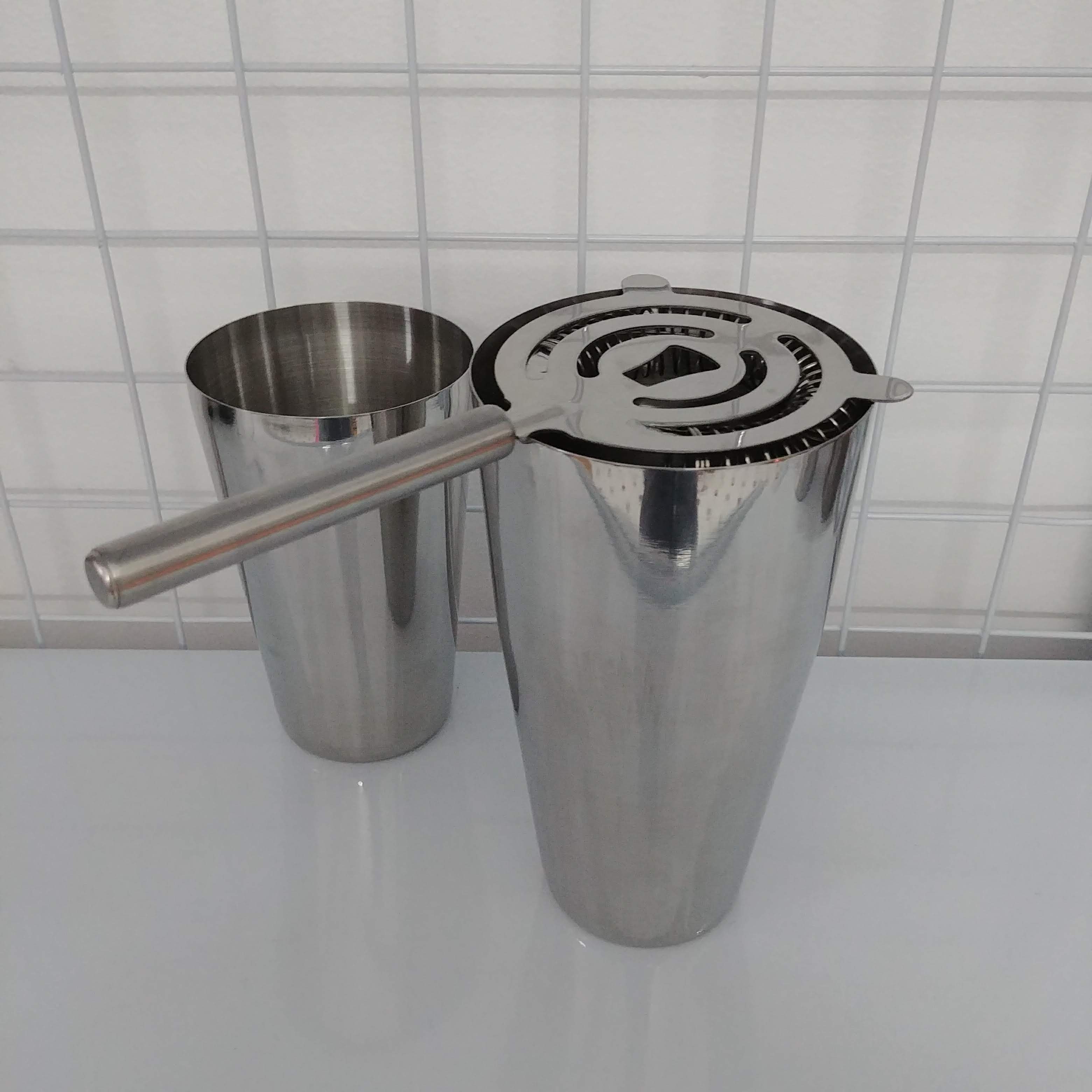 Combo shaker inox 2 mảnh Cocktail Boston và dụng cụ chặn đá inox