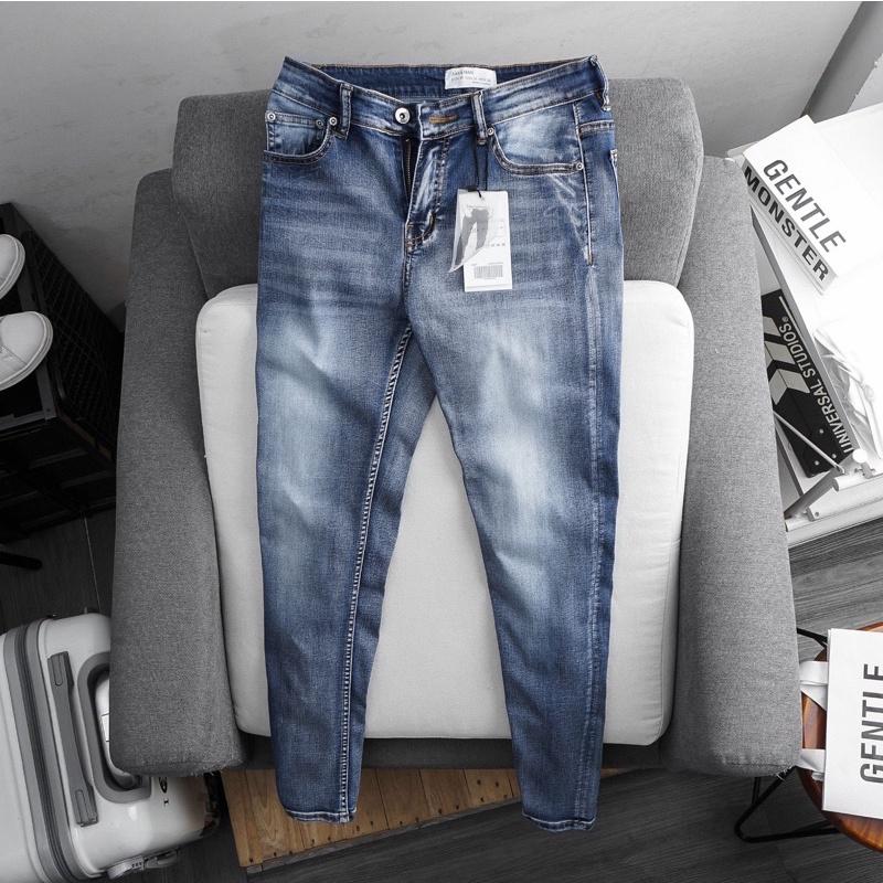 Quần bò nam màu xám slimfit co giãn VNXK cao cấp