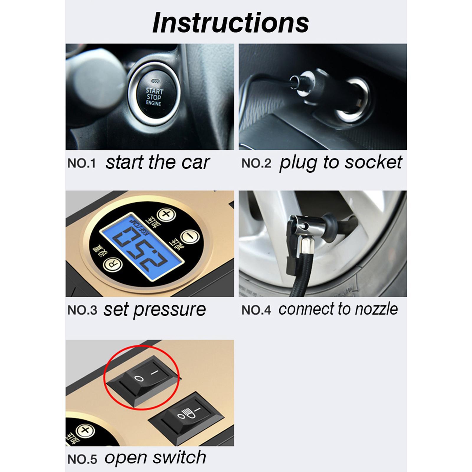 Car Air Pump 12V Heavy Duty Auto Tyre Pump Electric Tire Inflator Pump Fit for Bicycle Truck
