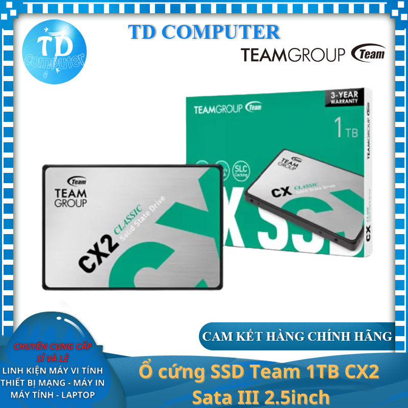 Ổ cứng SSD Team 1TB CX2 Sata III 2.5inch - Hàng chính hãng Viễn Sơn phân phối