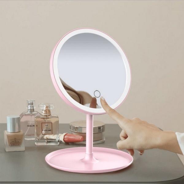 Gương trang điểm để bàn có đèn led CẢM ỨNG KUTE