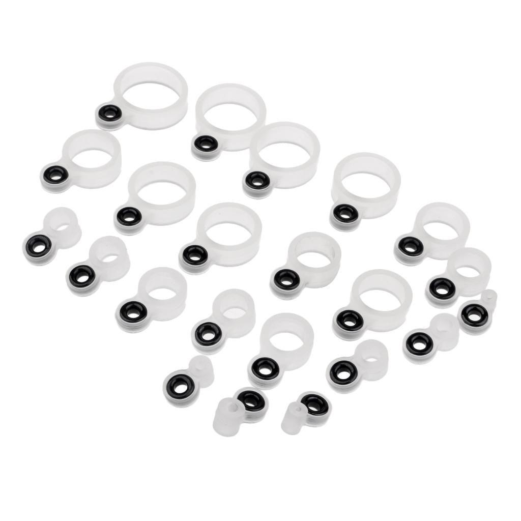 22Pcs Silicone and Ceramic Fishing Rod Guides Repair Kit Rod Tip Eye Rings