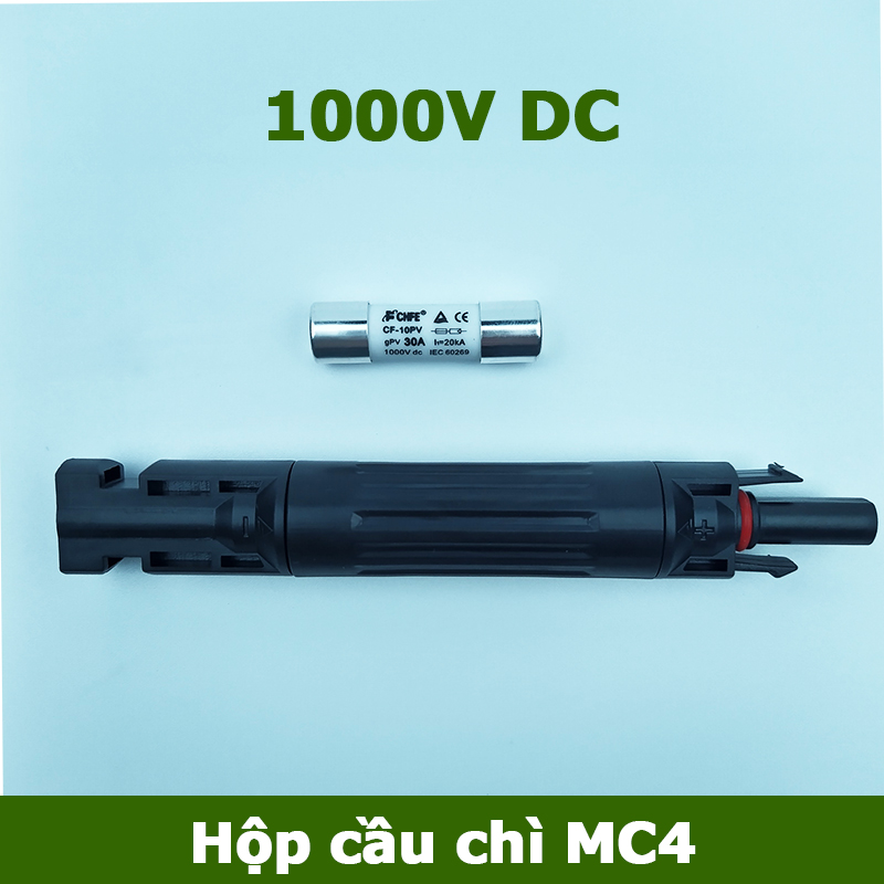 Hộp cầu chì MC4 Solar 1000V DC kèm cầu chì cho điện năng lượng mặt trời 10A 12A 15A 16A 20A 30A