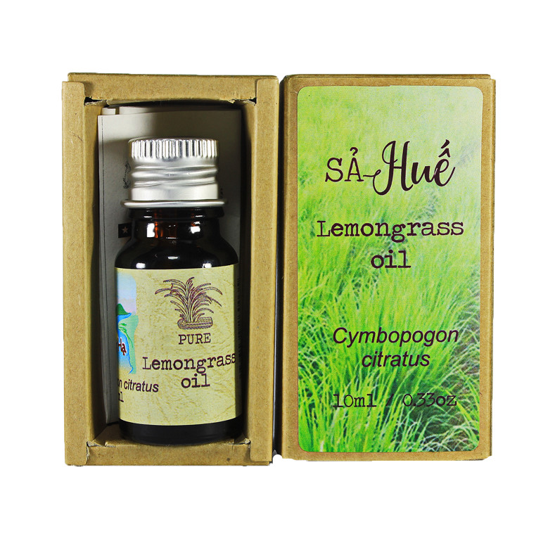 Tinh dầu Sả chanh Huế thương hiệu Làng Hạ 10ml (Lemongrass oil): Dùng để xông phòng, làm sạch không khí, xua đuổi côn trùng, giúp thư giãn - Hàng Chính Hãng